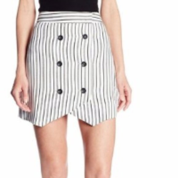 BCBGeneration Skirt Striped Buttons - Picture 1 of 6